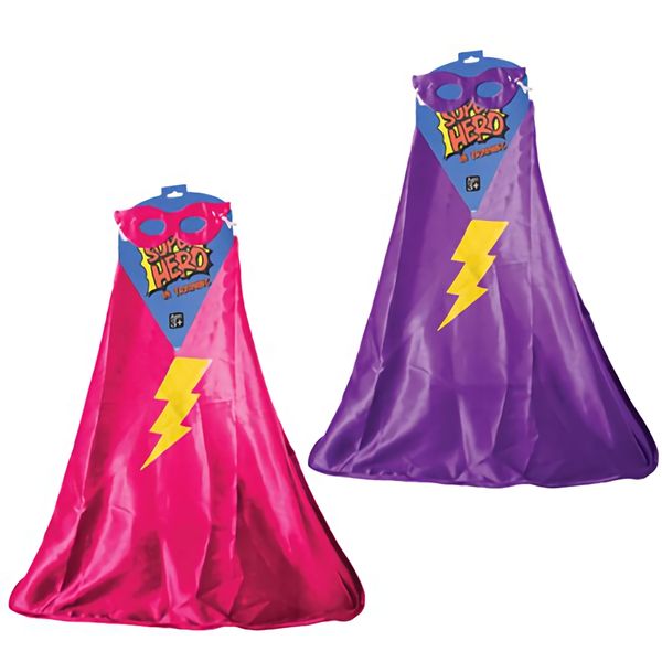 Bulk Pack x 4 Dress Up Cape Child Hero &amp; Eye Mask - Assorted