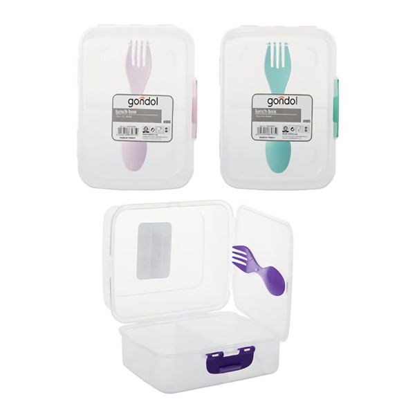 Bulk Pack x 6 3 Division Lunch Box with Spork
