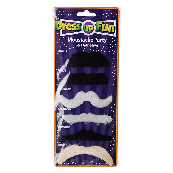 Bulk Pack X10 Moustache Set Self Adhesive - Card of 6