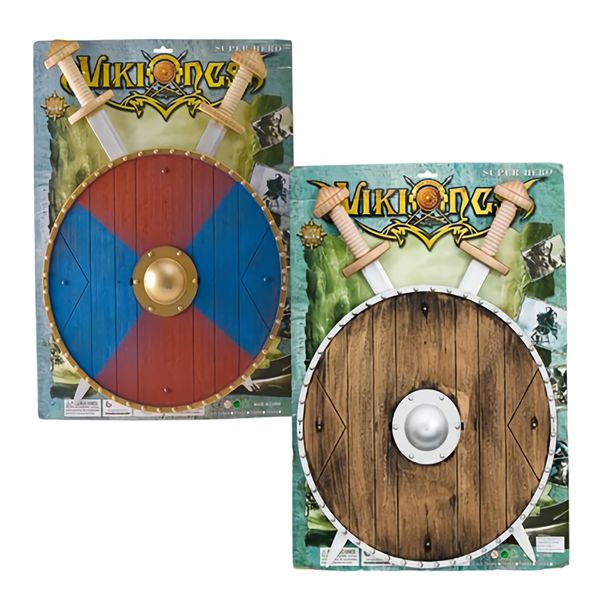 Bulk Pack x 2 Boys Playset Swords Viking &amp; Shield Set