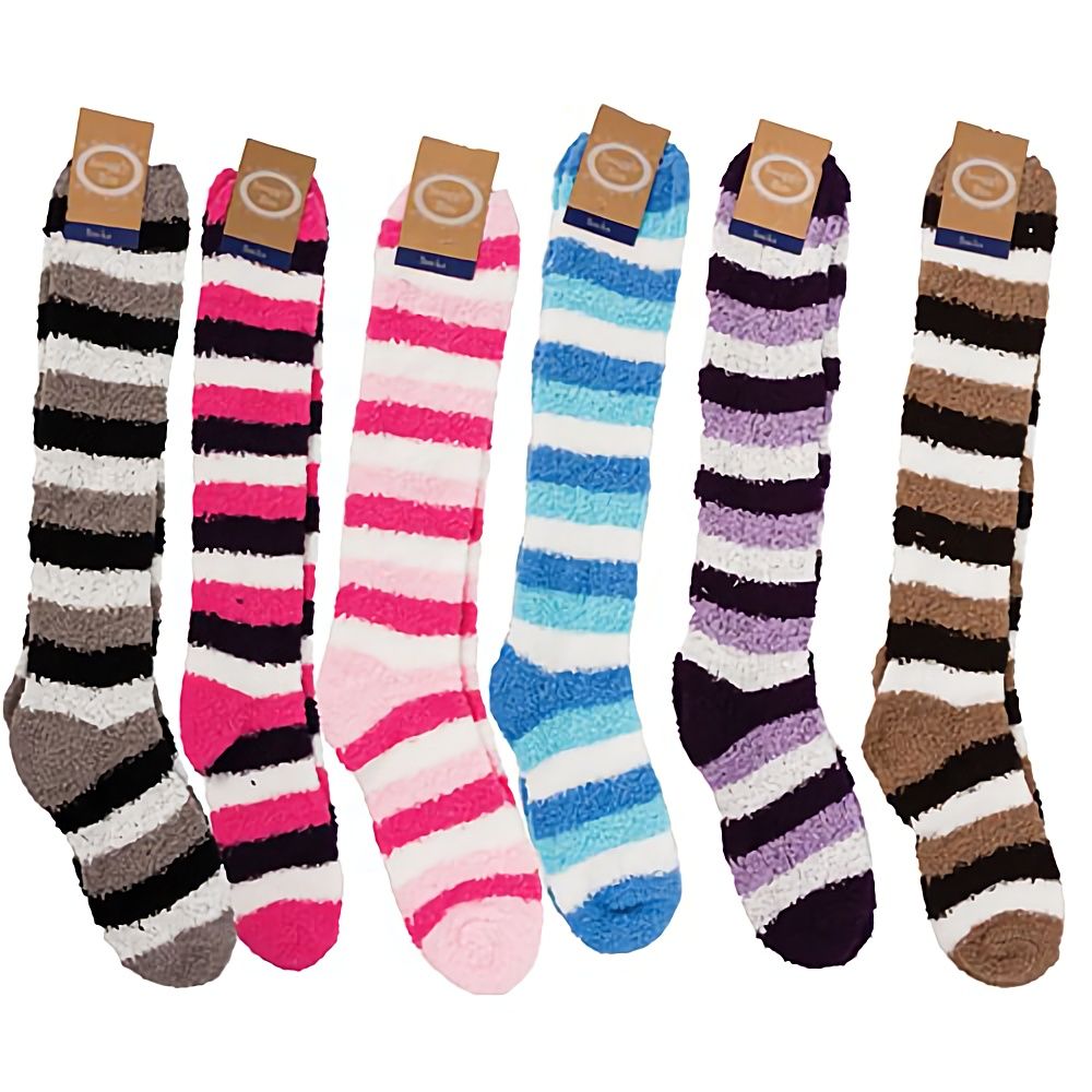 Bulk Pack X6 Pairs 54cm Ladies Plush Stripe Socks | Shop Today. Get it ...