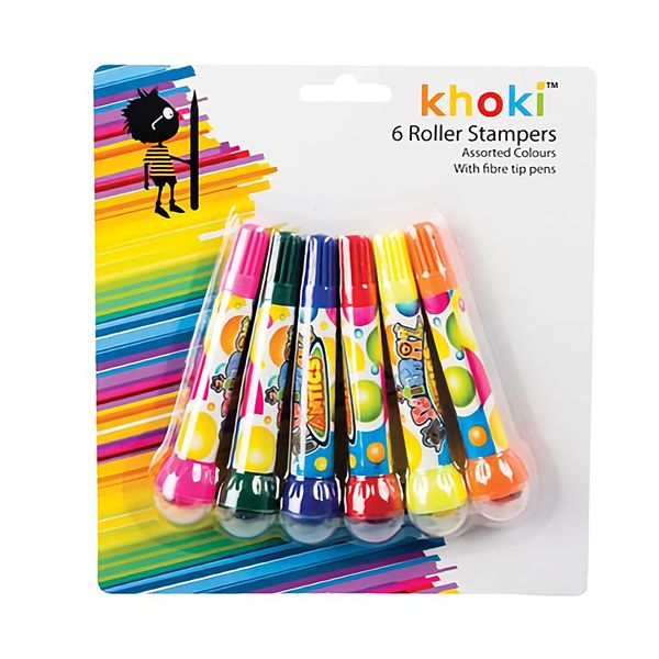 Bulk Pack x 5 Art &amp; Craft Felt-Tip Pens Roller Stamp - 6 Piece Pack