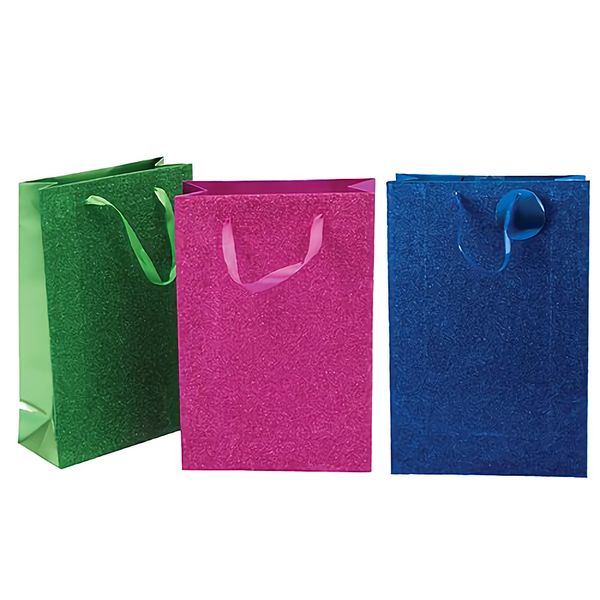 Bulk Pack x 6 Metallic Glitter Jumbo Gift-Bag - 33cmx 42cm