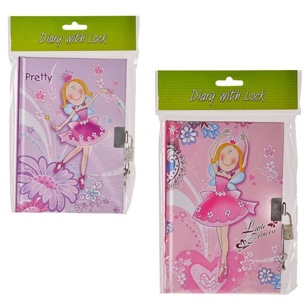 Bulk Pack x 4 Novelty Girl Diary with Lock 50page