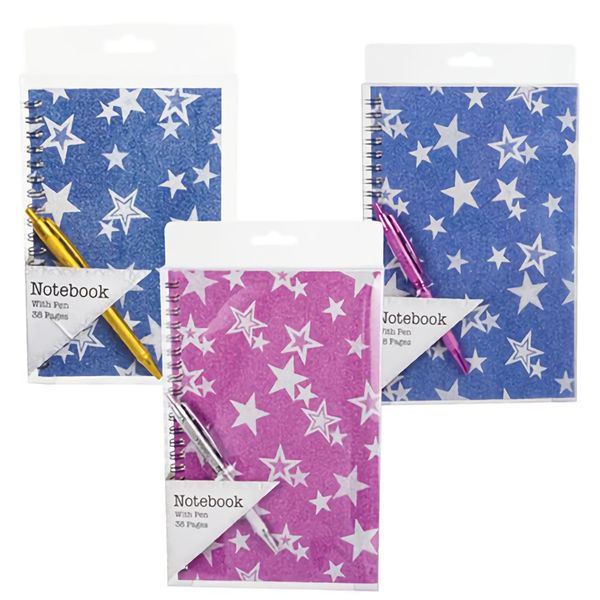 Bulk Pack x 6 Novelty Note Book with Pen Pvc Box