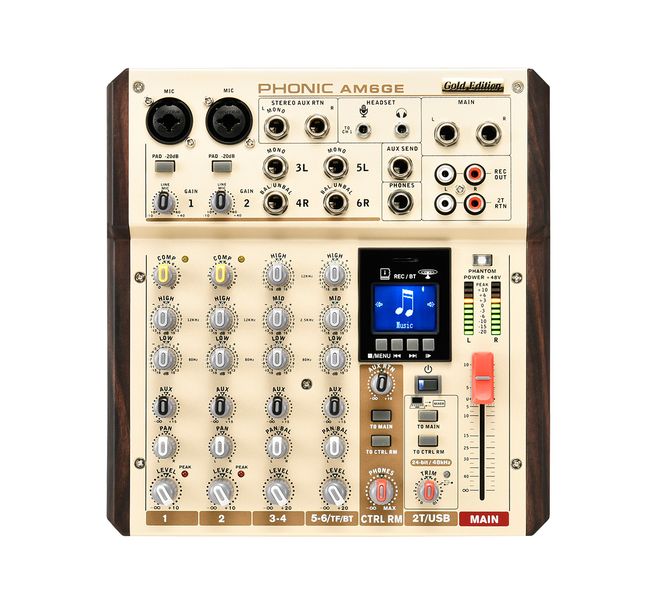 Phonic AM6GE 6 Channel Recording Mixer with Wireless Bluetooth