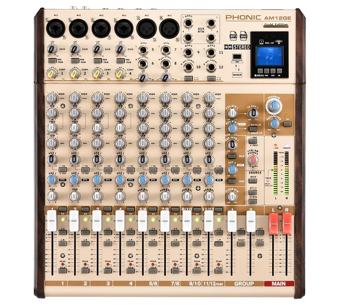 Phonic AM12GE 12 Channel Recording Mixer with Wireless Bluetooth