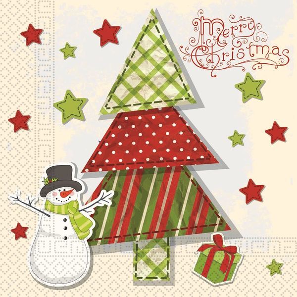 Three Ply Napkins 33x33cm - Quitted Christmas Tree