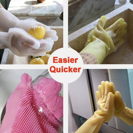 washing up gloves with scrubber