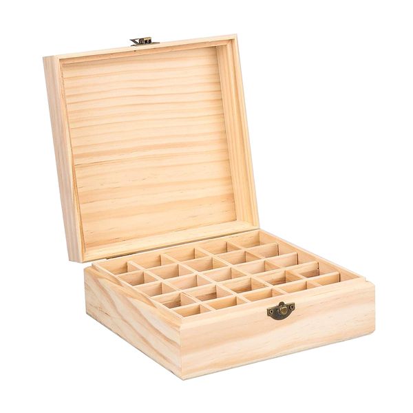 Wooden Essential Oil Box Organizer - 25 Slot
