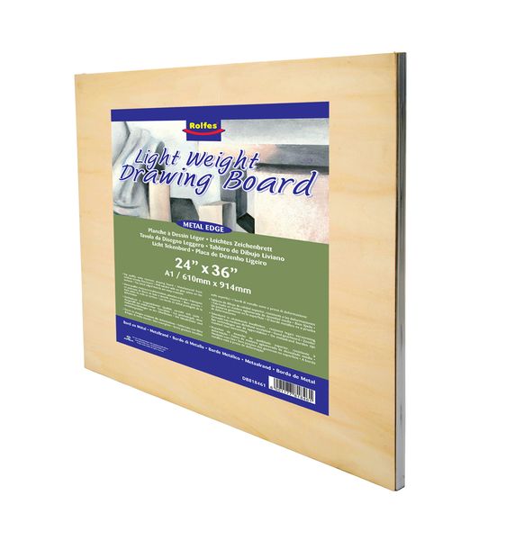 Rolfes Wooden Lightweight Drawing Board, 24 X 36 inch, Metal Edge