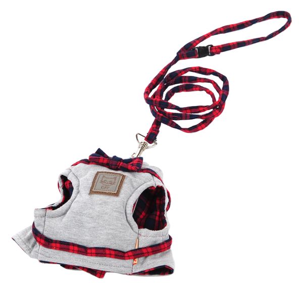 Classic Grid Bowknot Jacket Vest with Traction Leash