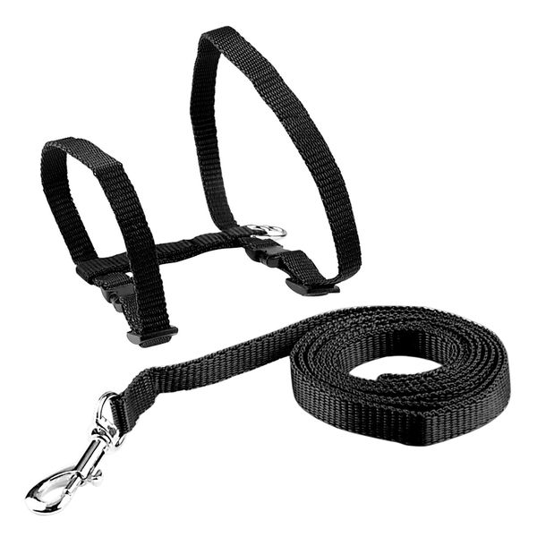 Cat Adjustable Nylon Harness Leash - Black