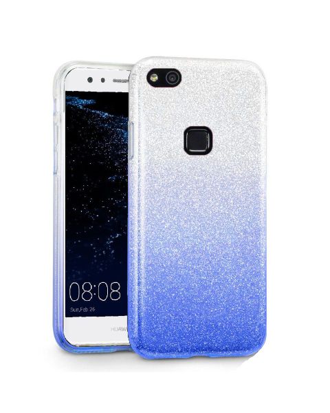 Glitter Sparkle Gradient Case for Samsung Huawei P SMART-Silver to Purple