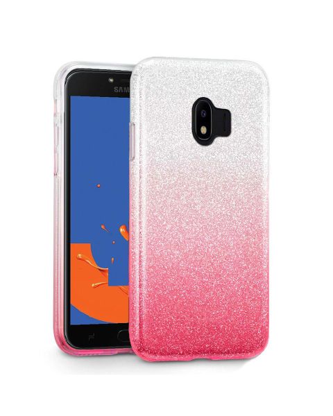 Glitter Sparkle Gradient Case for Samsung Galaxy J4-Silver to Pink