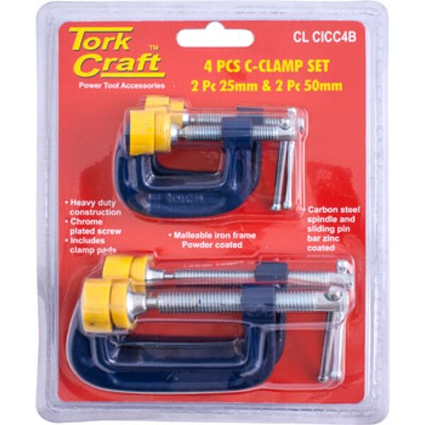 Tork Craft Clamp C - Type 4Pcs Set Kit 2 X 25 &amp; 50mm