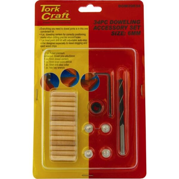 Tork Craft Dowel Kit 6mm - 34 Piece