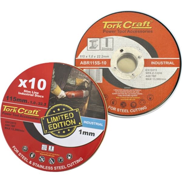 Tork Craft Cutting Disc Ind. Metal 115 X 1.0 X 22.2 mm 10Pce Tin Case