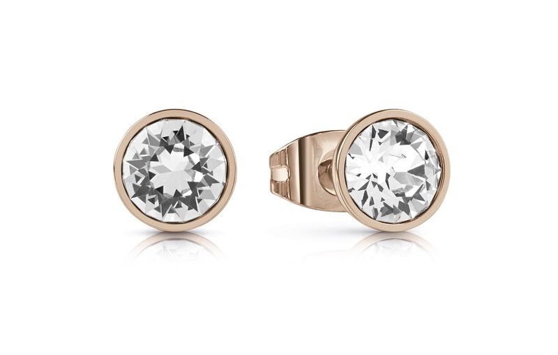 Guess Women's UPTOWN CHIC Round Crystal Stud Earrings - Rose Gold