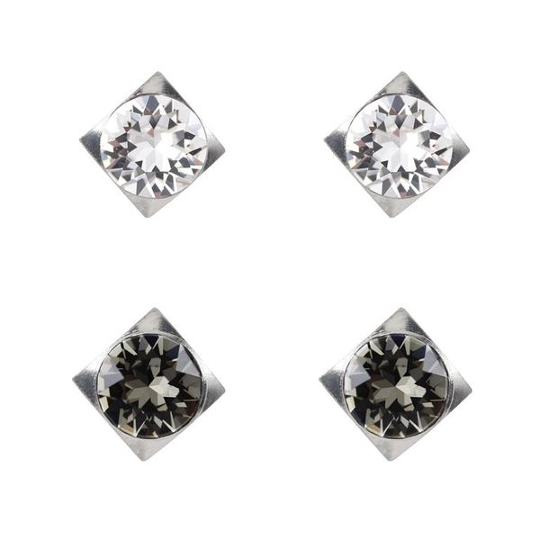Civetta Spark Swarovski Silver Night Square Steel Stud Set