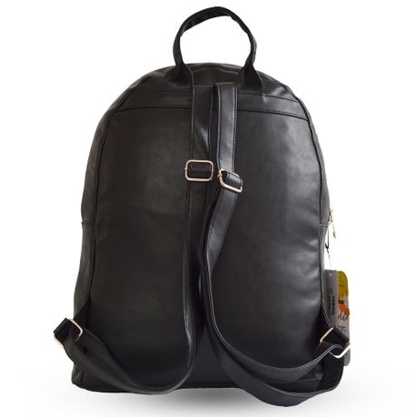 black pleather backpack