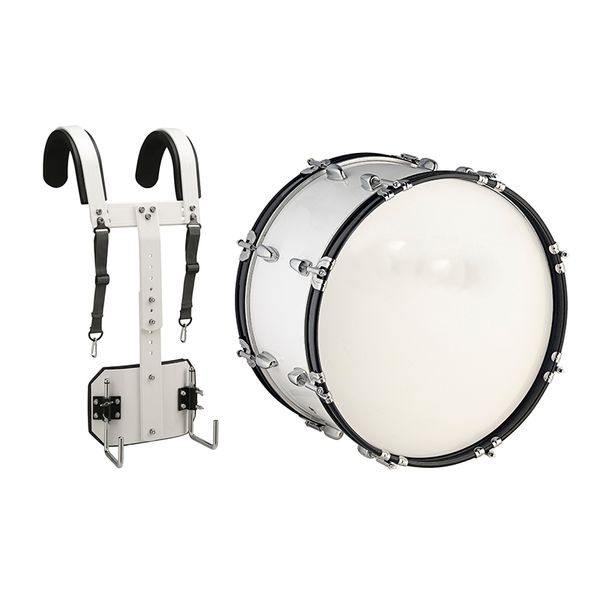 BK 26" Marching Bass Drum With Harness - White