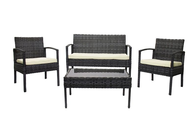 Outdoor furniture-4 piece miami marbled black-Fine living