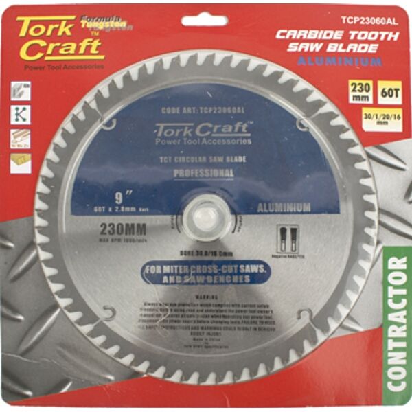 Tork Craft Blade Contractor Alum 230 X 60 30-16 Circular Saw TCT | Shop ...