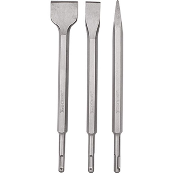 Tork Craft Sds Plus Chisel Set 3Pce Pointed 14mm Flat 20mm Flat 40mm