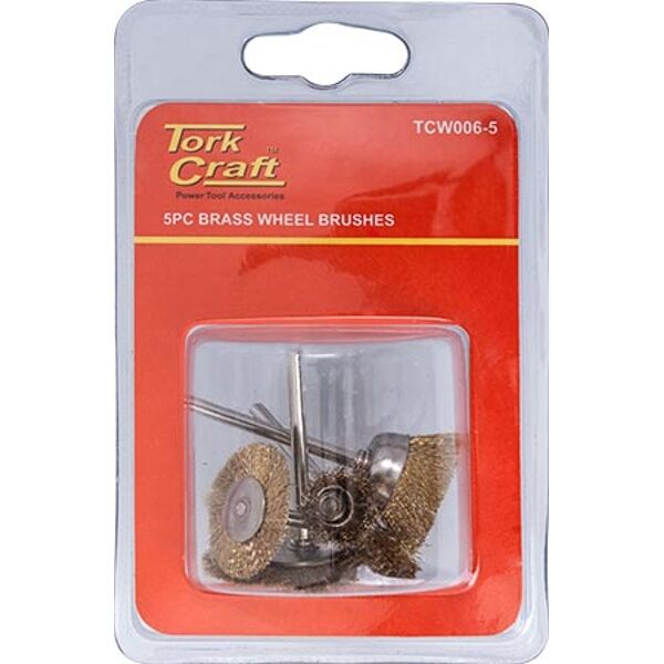 Tork Craft Wire Brushes Mini 5Pc Brass 3.2mm Shaft Assorted Shapes