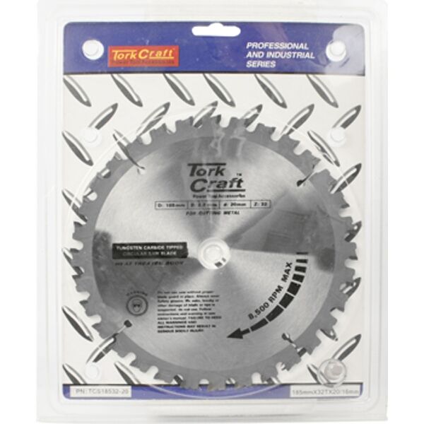 Tork Craft TCT Blade Steel Cutting. 185X32T 20/16