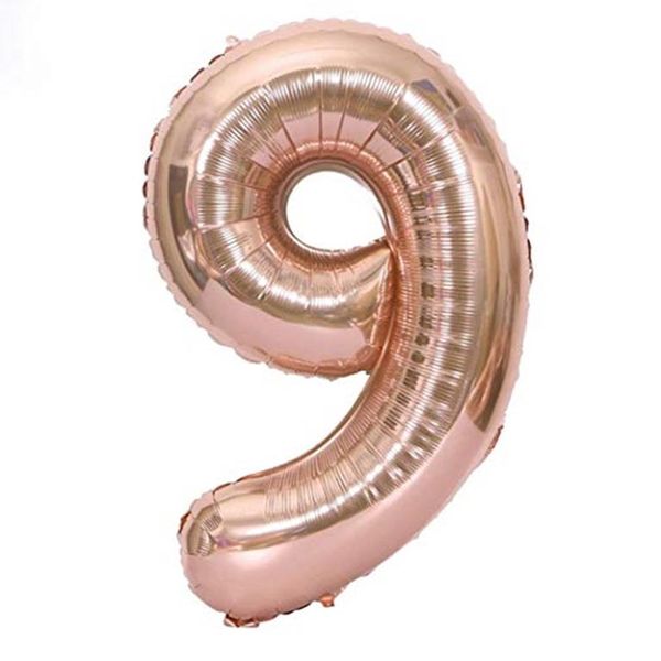 Rose Gold Foil Number Balloon 40" - 9