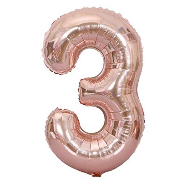 Rose Gold Foil Number Balloon 40" - 3