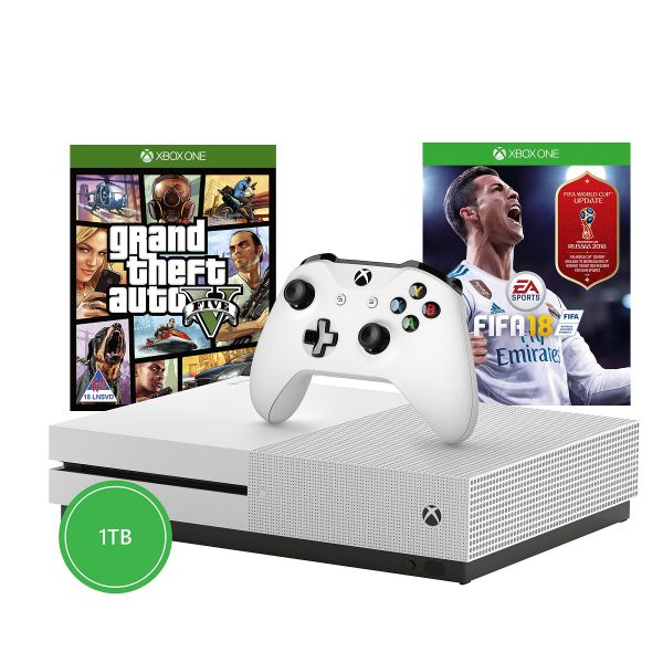 Xbox One S 1TB Console + GTA V + Fifa 18 (Xbox One)