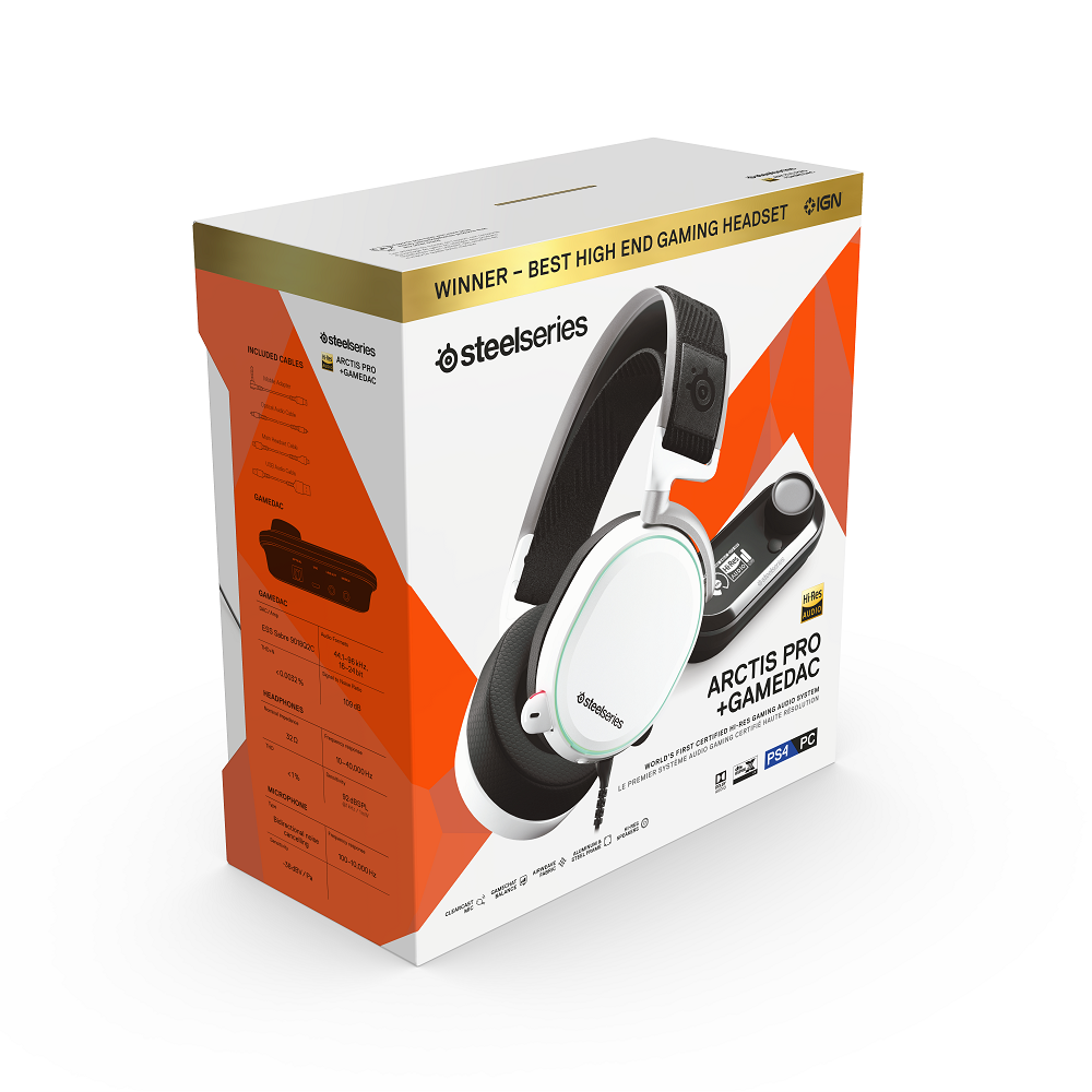 Steelseries Gaming Headset - Arctis Pro + GameDAC - White (PC/PS4