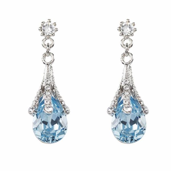 Civetta Spark Vintage Pear Earring- Swarovski Aquamarine Crystal