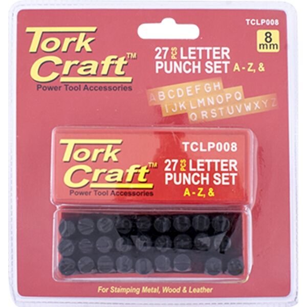 Tork Craft Letter Punch Set 8mm (A-Z) Black Finish