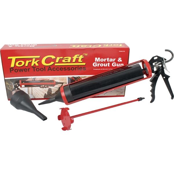 Tork Craft Mortar &amp; Grout Gun 1000Ml 310mm 2000N C/W 2 X Nozzle &amp; Mixer