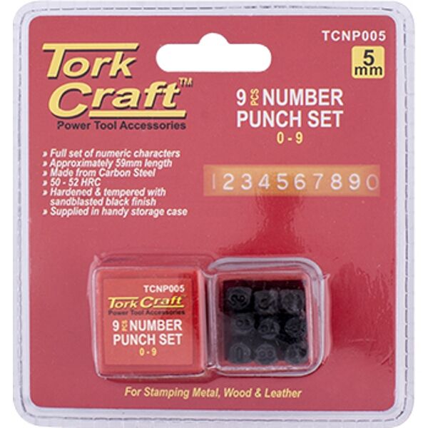 Tork Craft Number Punch Set 5mm (0-9mm) Black Finish