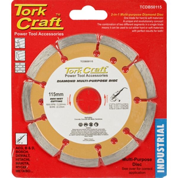 Tork Craft Diamond Blade Multi Purp. 115mm Hard &amp; Soft Mat.