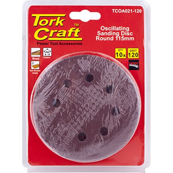 Tork Craft Oscillating Sandpaper A/O 115mm 10Pc Round 120Grit
