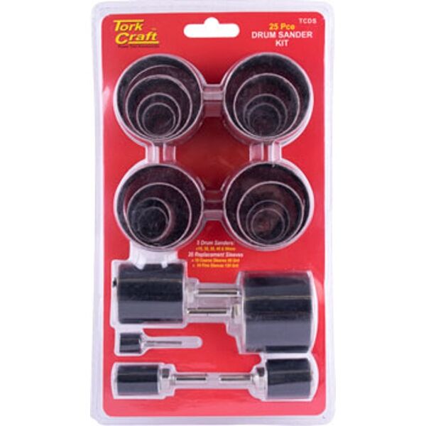 Tork Craft Drum Sander Kit 25Pc 15-50mm In Blister