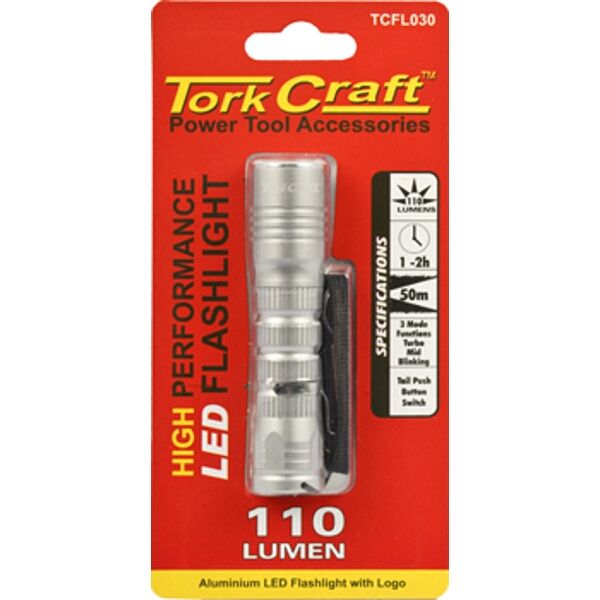 Tork Craft Torch Led Alum. 110Lm Blk With Clip Use 1 X Aa Battery