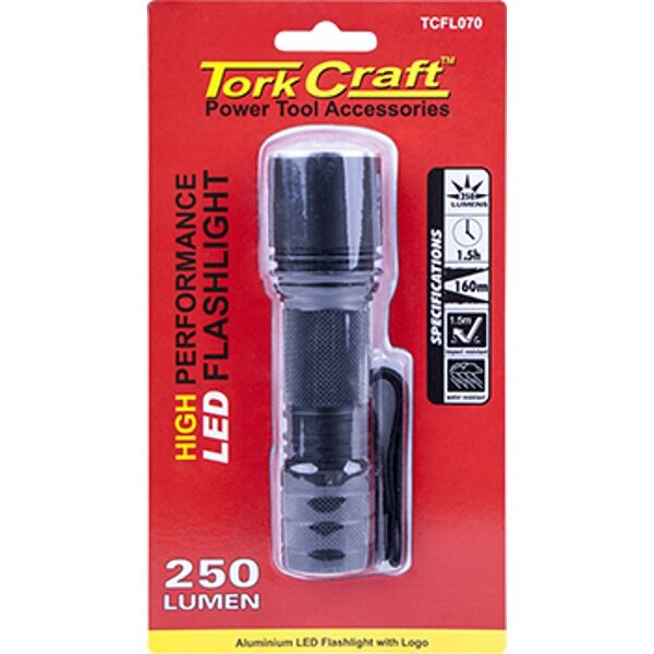 Tork Craft Torch Led Alum. 250Lm Blk Use 3 X Aaa Batteries Tork Craft