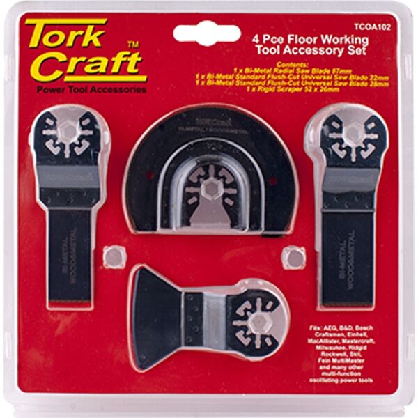 Tork Craft Quick Change Oscillating Floor Working Accessory Kit 4Pc