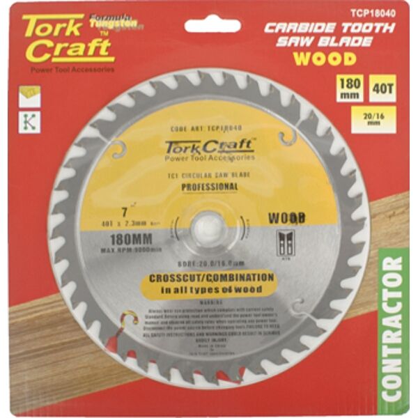 Tork Craft Blade Contractor 180 X 40T 20/16 Circular Saw TCT | Shop ...