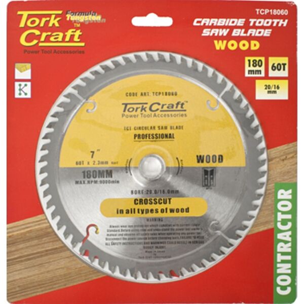 Tork Craft Blade Contractor 180 X 60T 20/16 Circular Saw TCT | Shop ...