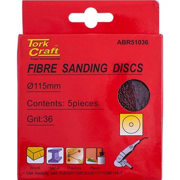 Tork Craft Fibre Disc 115mm 36 Grit 5/Pack