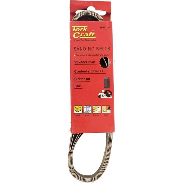 Tork Craft Powerfile Sanding Belt 13 X 451mm 100 Grit 5/Pk