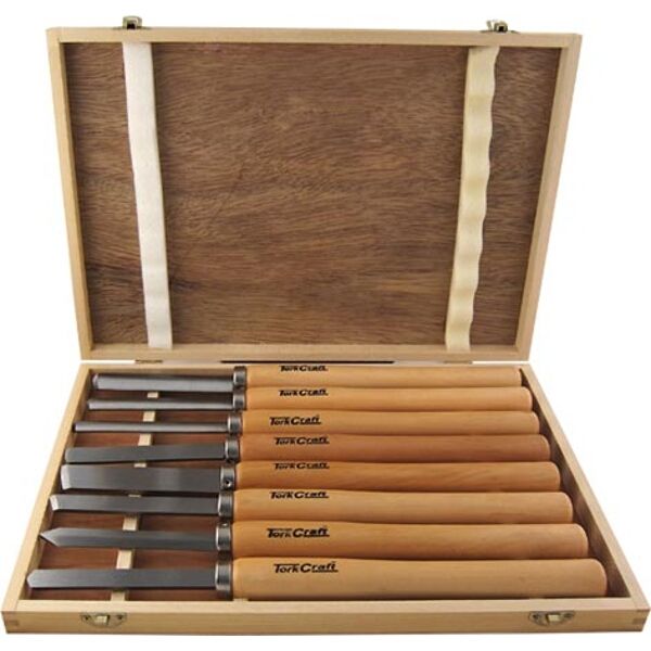 Tork Craft Chisel Set Wood Turning 8 Piece Std Wooden Case
